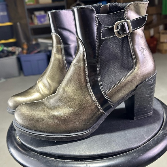 Dromedaris Promod Metallic Black Ankle Boots with Buckle Detail Size 8.5 (39) - Picture 6 of 9